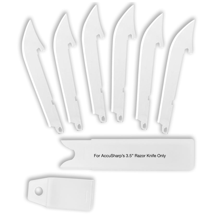 AccuSharp 3.5-inch Replacement Blades for Razor Knife – Pack of 6, Stainless Steel, Plain Edge