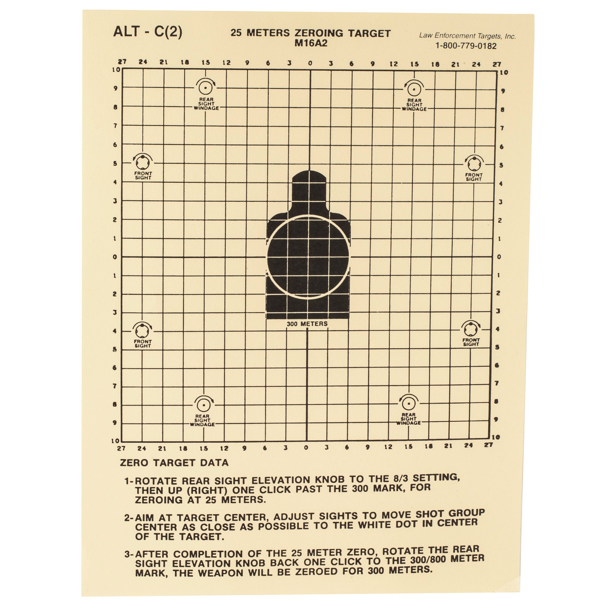 Action Target M16A2 Zeroing Target - 25 Meters, 100 Pack