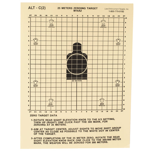 Action Target M16A2 Zeroing Target - 25 Meters, 100 Pack