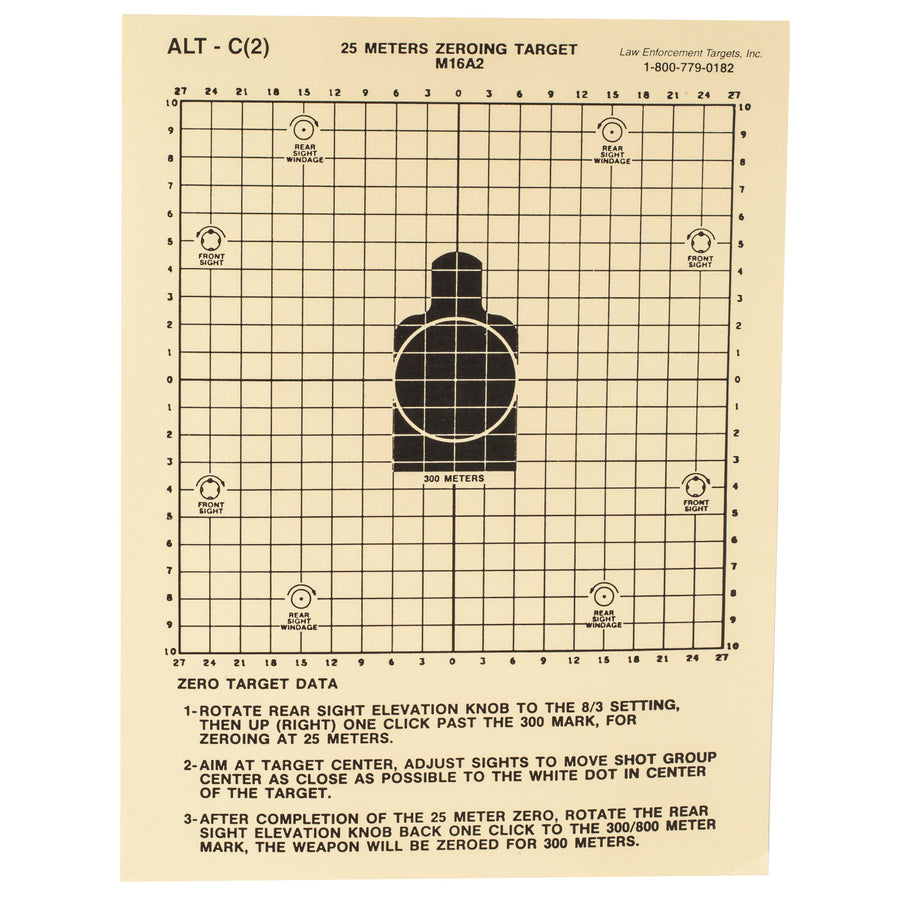 Action Target M16A2 Zeroing Target - 25 Meters, 100 Pack