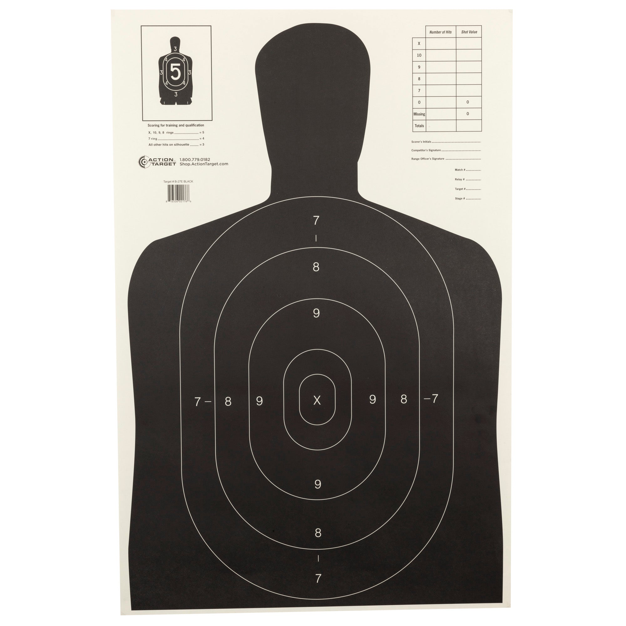 Action Target B-27E Black Economy Target – Ideal for Law Enforcement, Military, and Shooting Sports