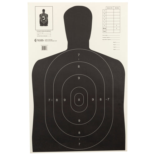 Action Target B-27E Black Economy Target – Ideal for Law Enforcement, Military, and Shooting Sports