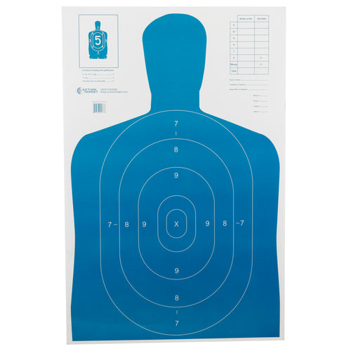 Action Target B-27E Blue Economy Target - Pack of 100 for Shooting Range and Training