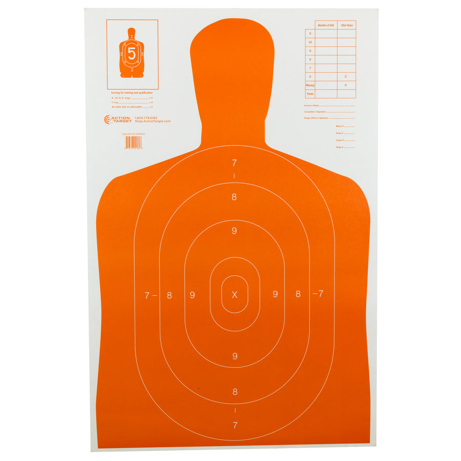 Action Target B-27E Orange Economy Shooting Target - 100 Pack