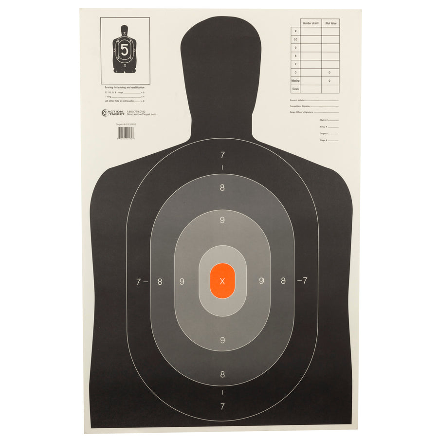 Action Target B-27EPROS-100 Pros Shooting Target for Law Enforcement and Competition Training