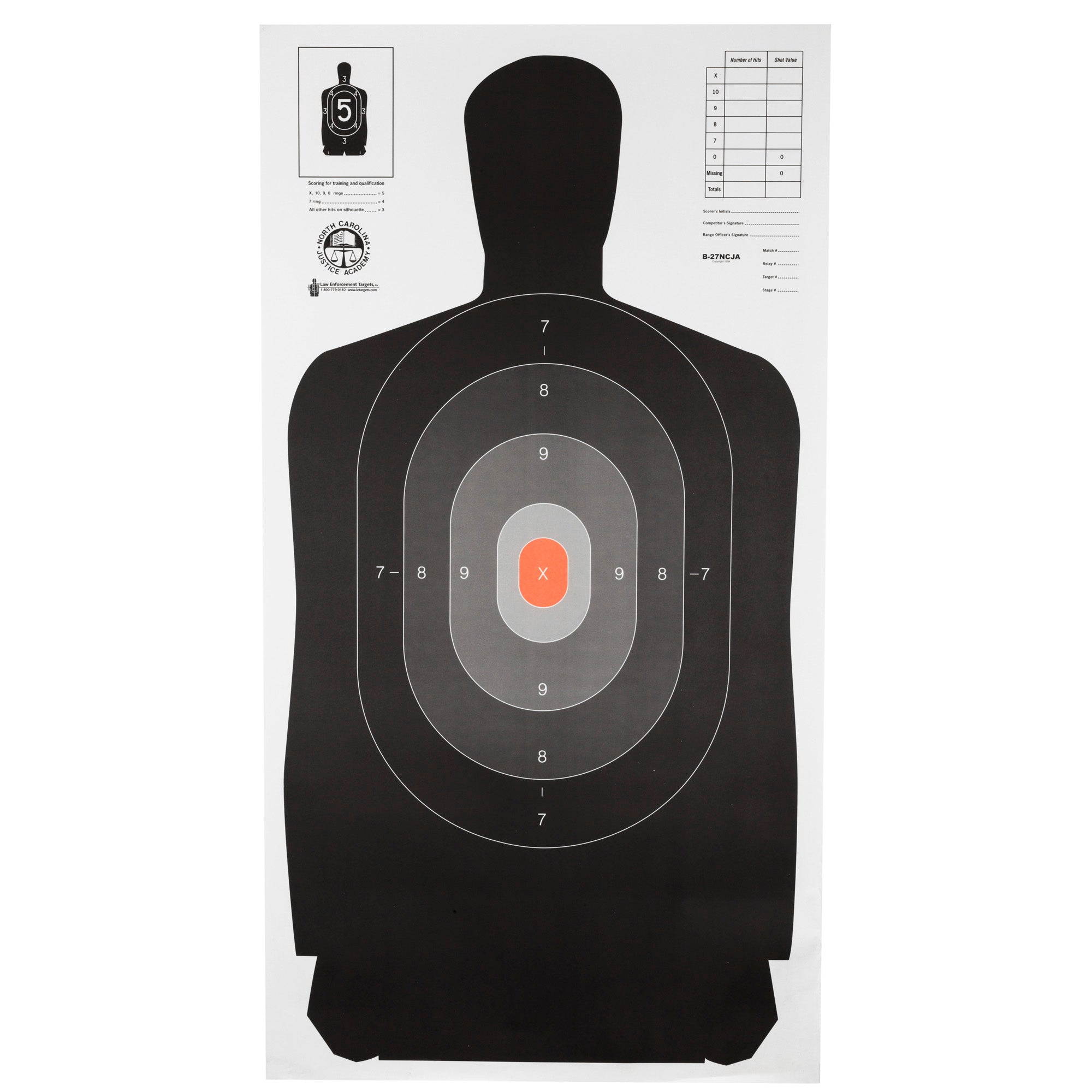 Action Target B-27NCJA-100 Commercial and Law Enforcement Shooting Target