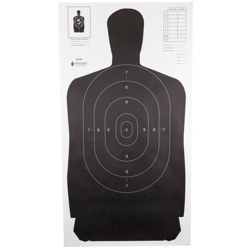 Action Target B-27S Black Standard Shooting Target - 100 Pack