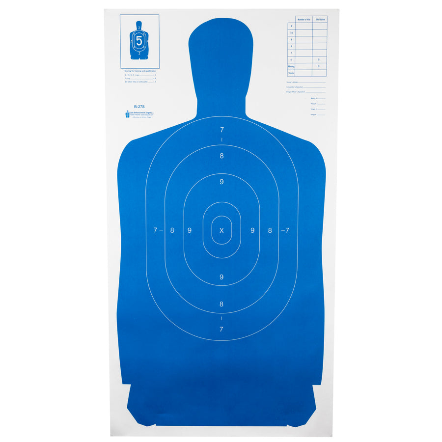 Action Target B-27S Blue Standard Target – 100 Pack for Shooting & Training