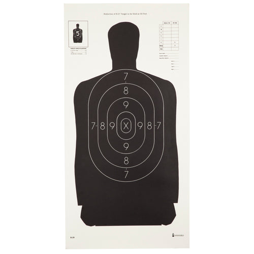 Action Target Qualification B-29-100 Black Shooting Targets for Law Enforcement and Training