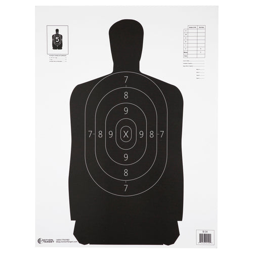 Action Target Qualification B-34-100 Black Target – Ideal for Law Enforcement and Shooting Ranges