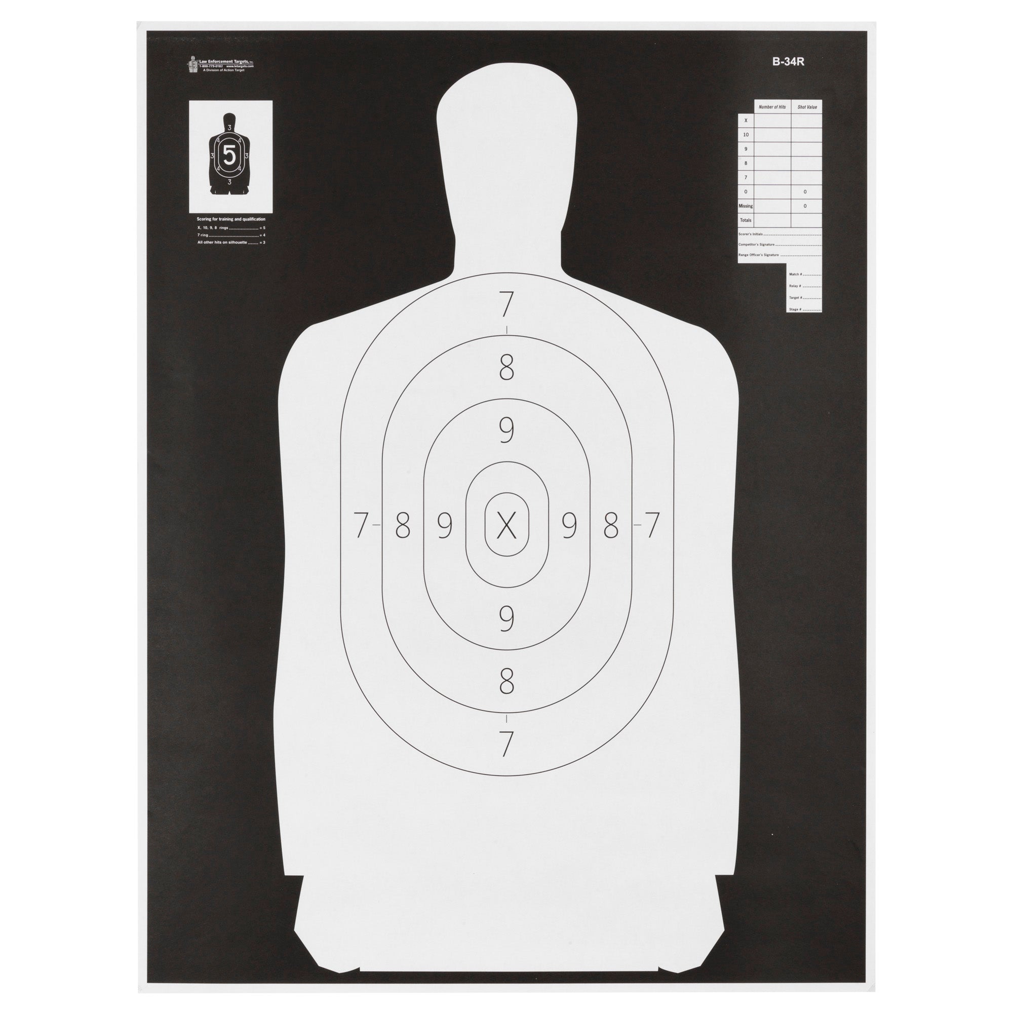 Action Target B-34R-100 Reverse Qualification Target for Law Enforcement and Shooting Sports