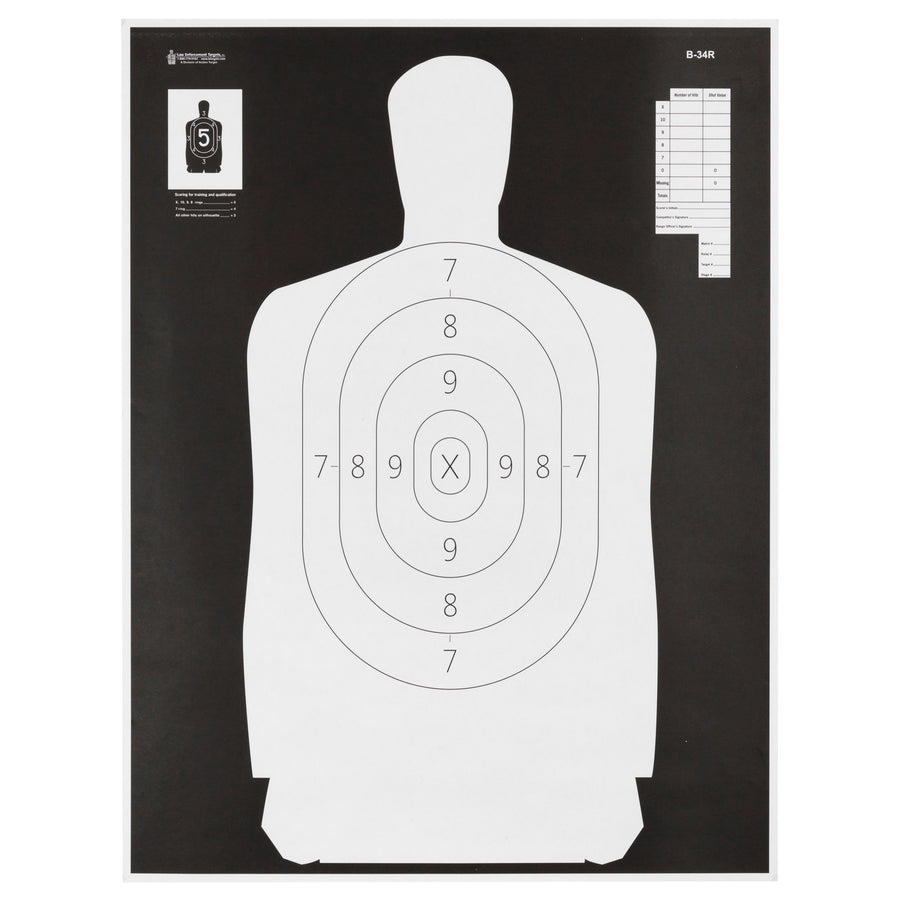 Action Target B-34R-100 Reverse Qualification Target for Law Enforcement and Shooting Sports