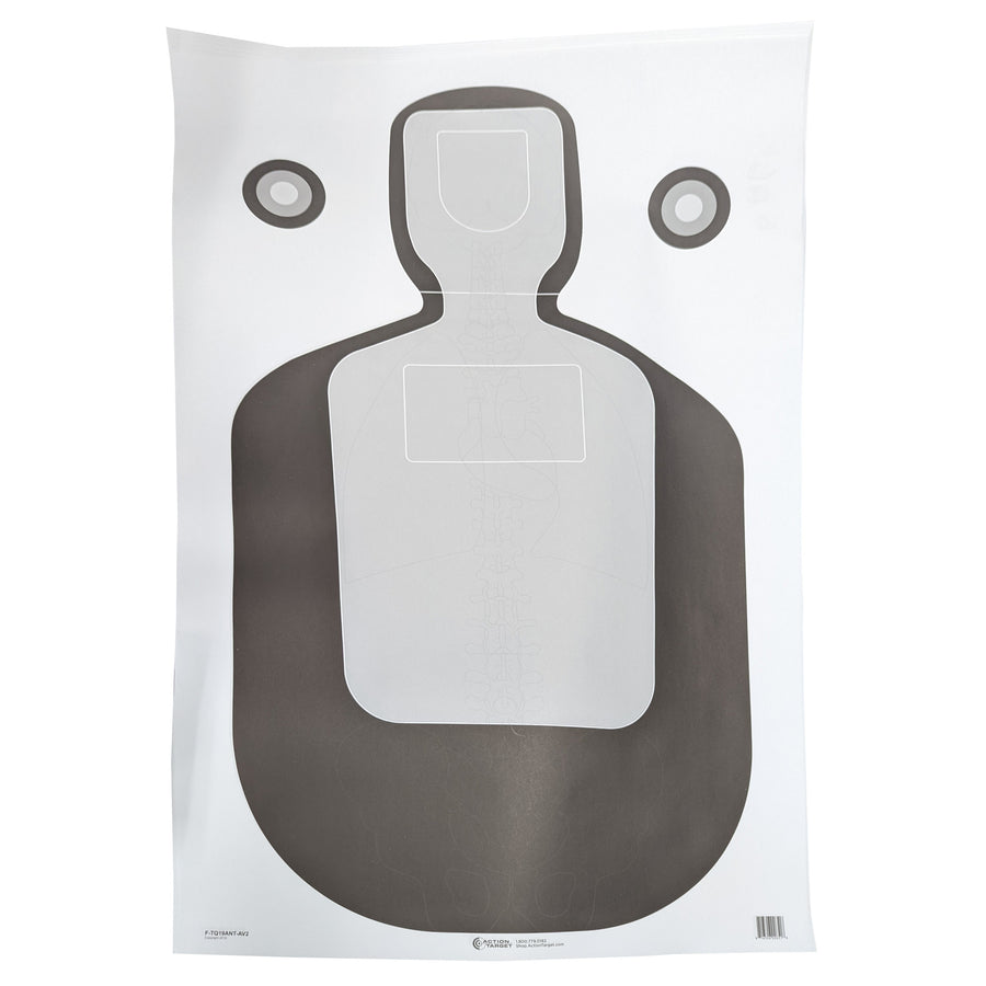Action Target TQ-19 Photo Target with Vital Anatomy - 100 Pack for Shooting Range Training