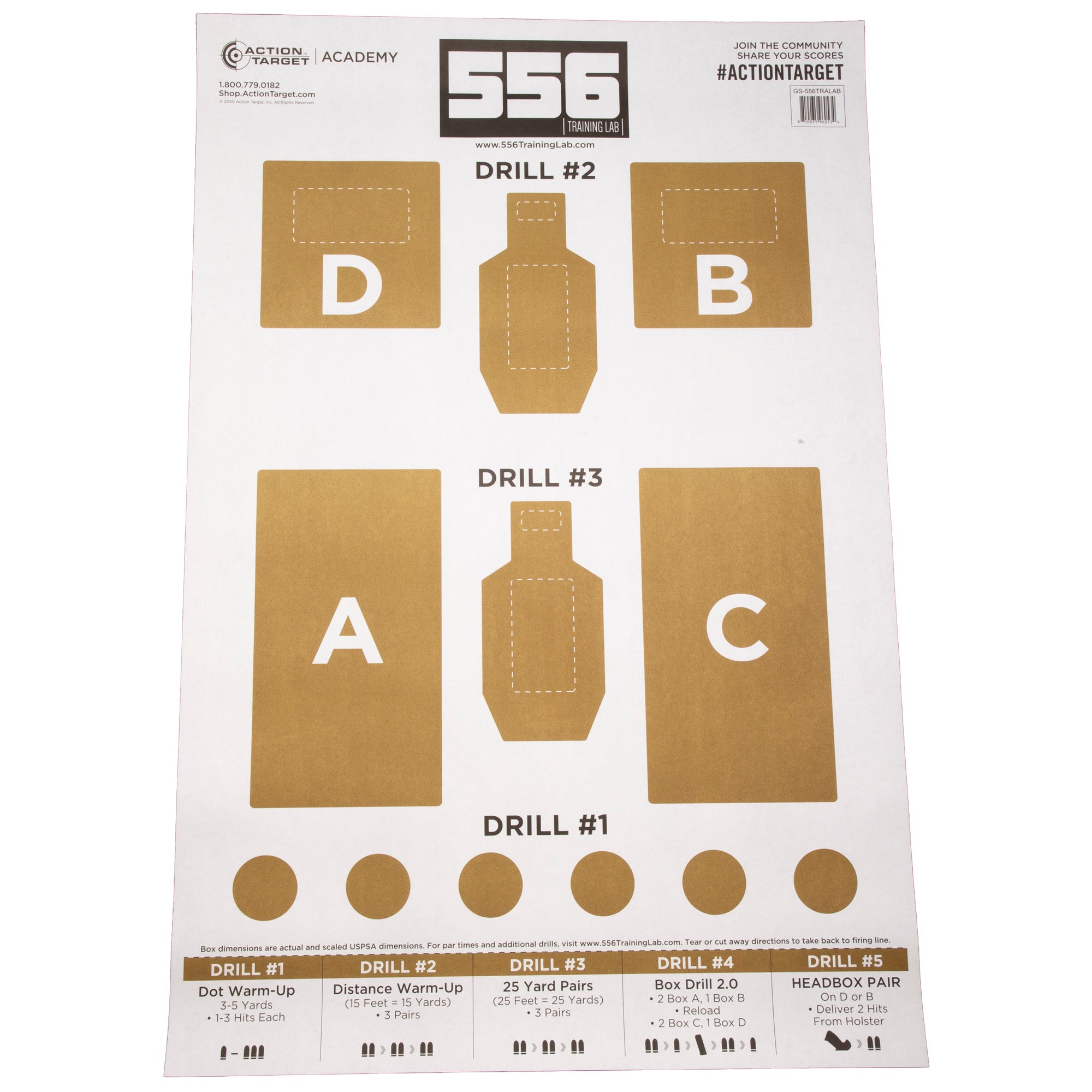Action Target 556 Training Lab Target - Precision Shooting Range Practice, 100-Pack