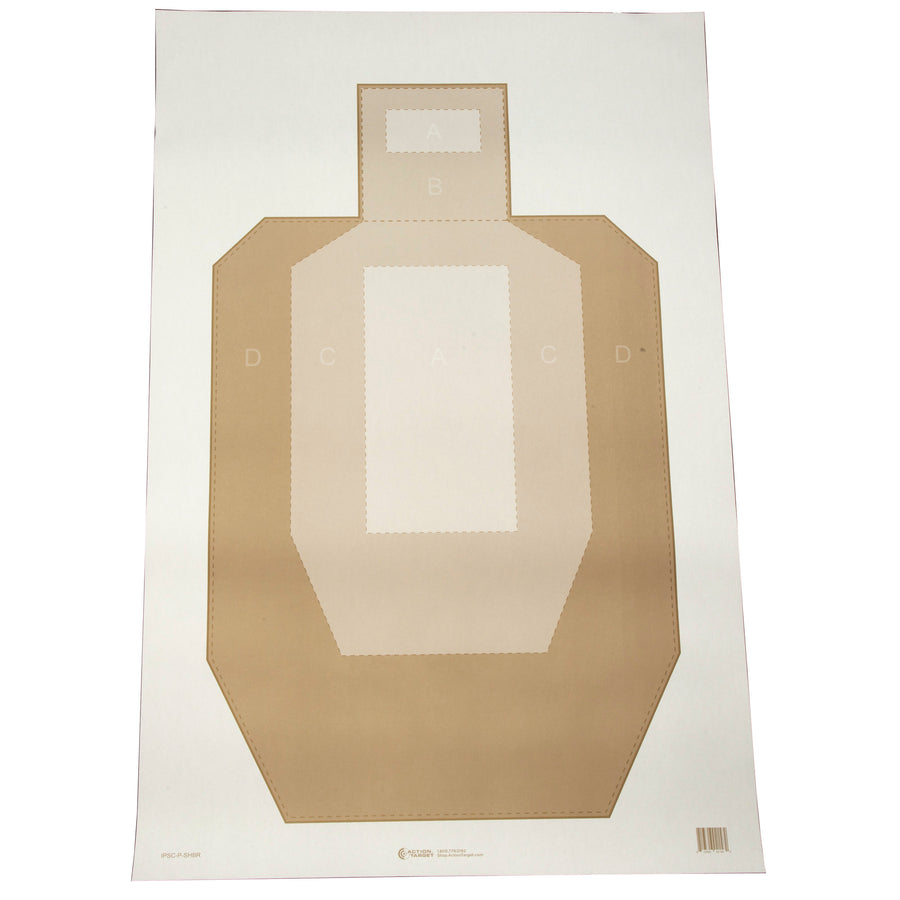 Action Target IPSC Paper Target with Visible Scoring Zones (100-Pack) for Precision Shooting Practice