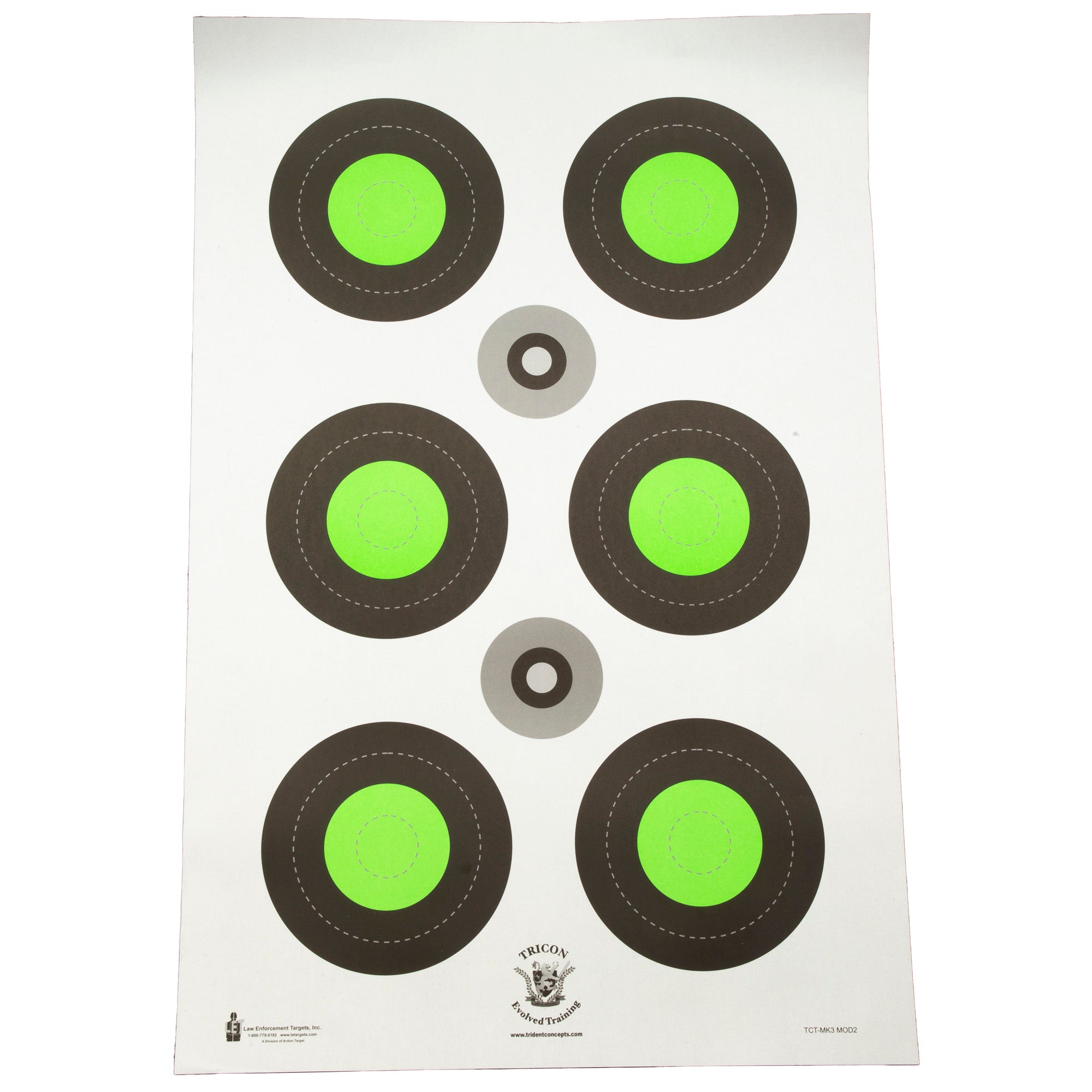 Action Target Trident Concepts Fluorescent Green Shooting Target (100 Pack) - Model TCT-MK3-MOD2