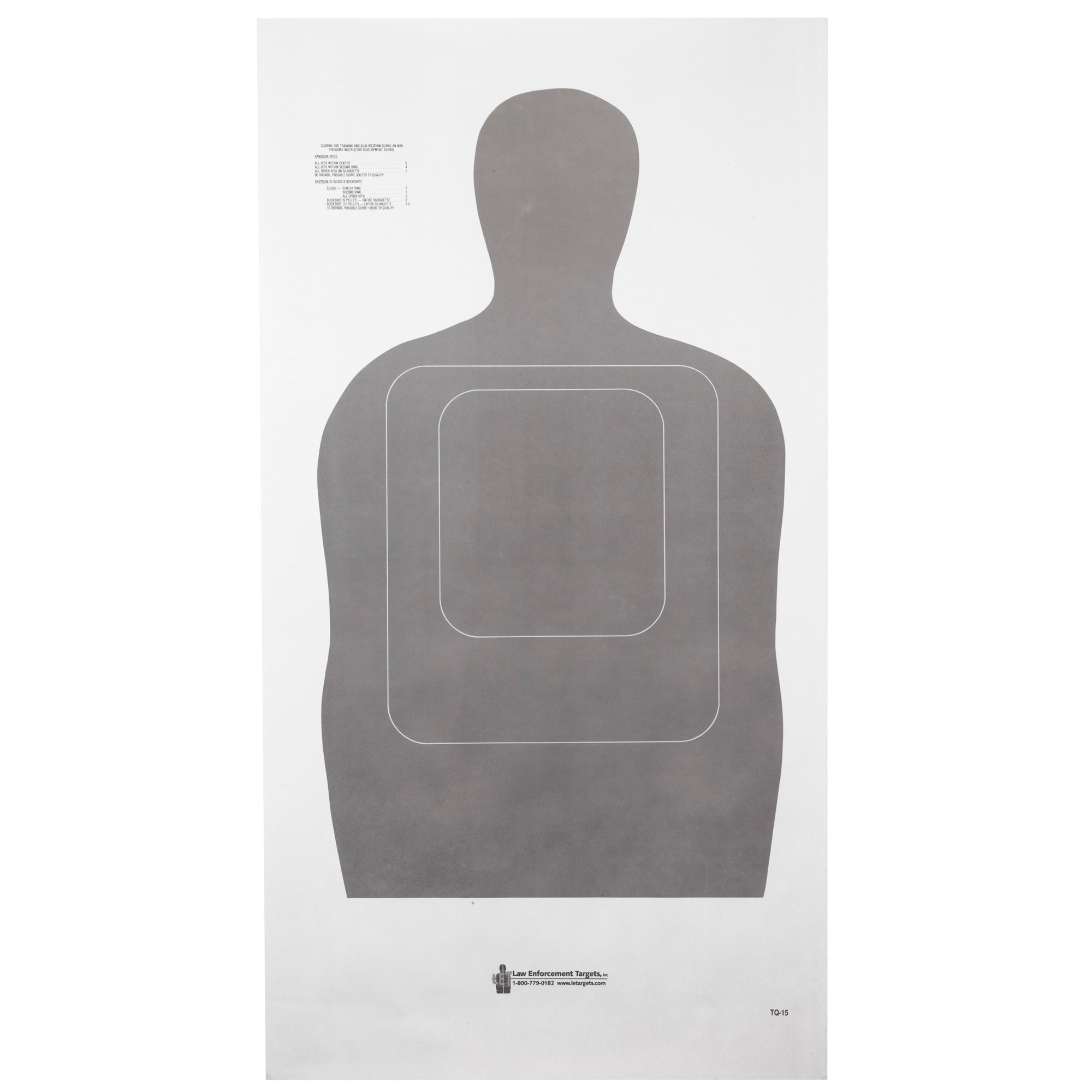 Action Target TQ-15 Gray Standard Shooting Target – 100 Pack