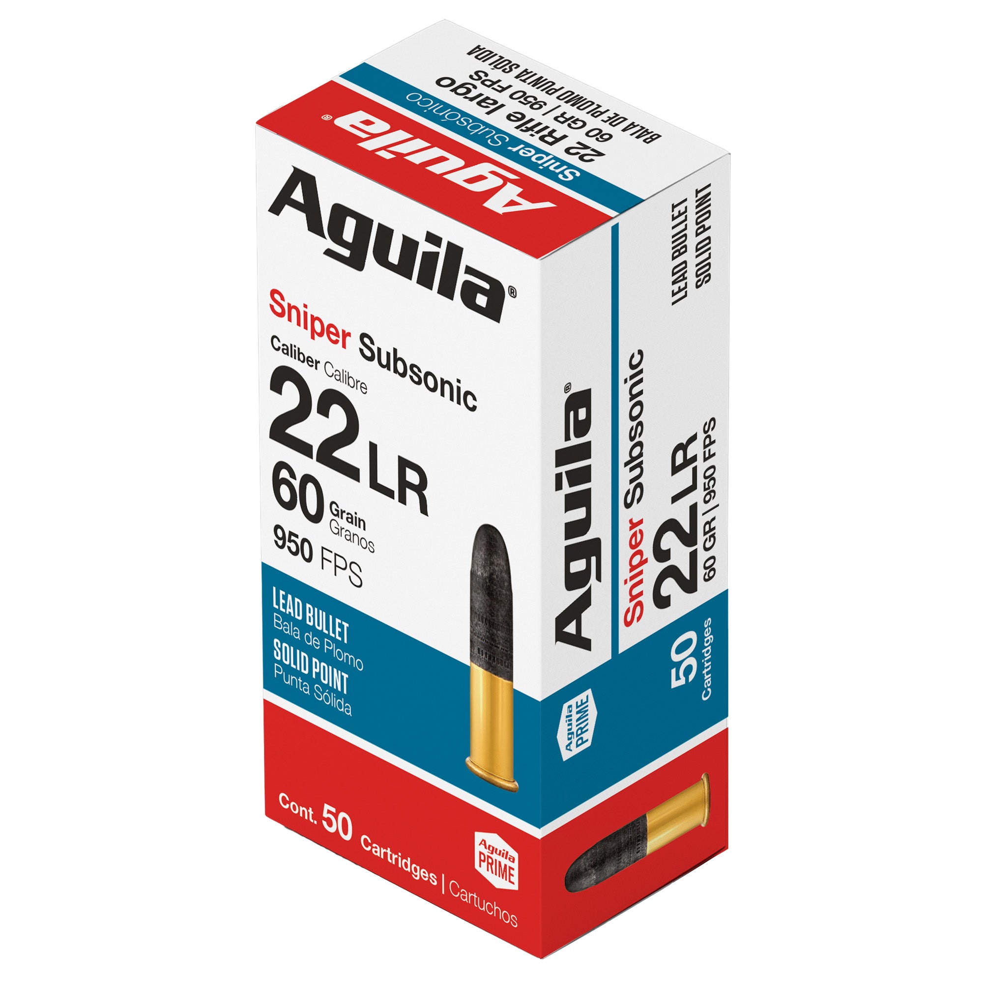 Aguila Ammunition 22LR SnipeSub 60-Grain Solid Point Rounds - Accurate Target Shooting and Plinking