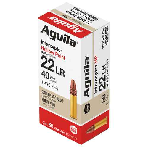 Aguila Ammunition 22LR Interceptor Solid Point 40 Grain - High Velocity Copper-Plated Rimfire Bullets