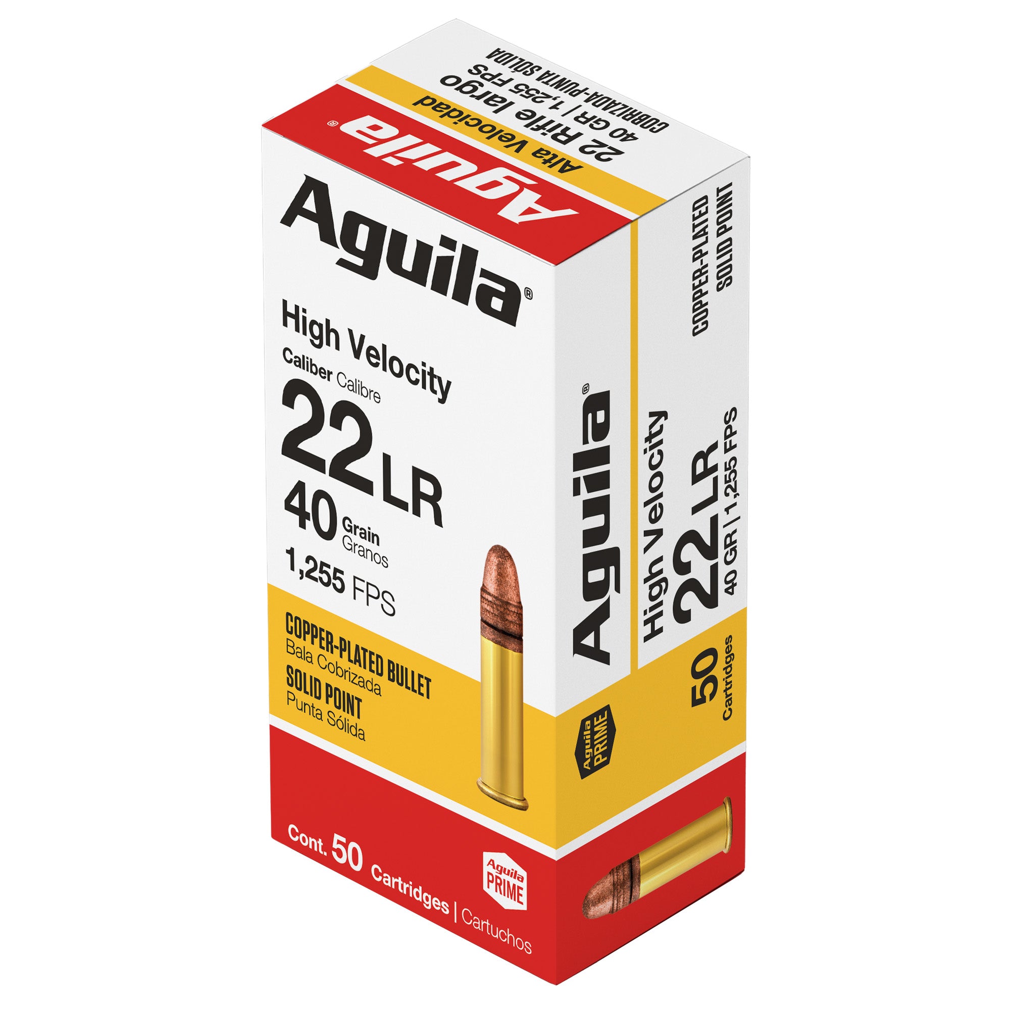 Aguila Ammunition 22LR High Velocity Solid Point Ammo - 40 Grain, 50 Rounds per Box