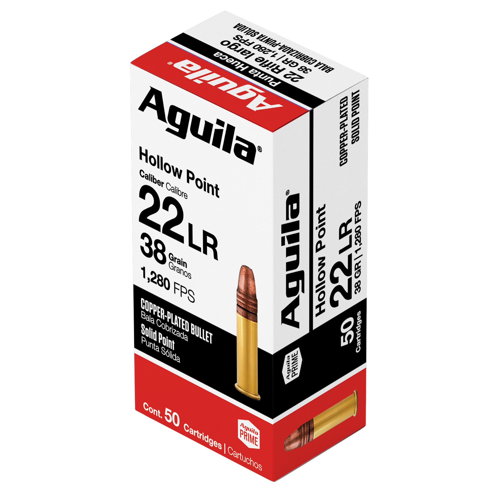 Aguila Ammunition 22LR High Velocity Hollow Point 38 Grain, 50 Rounds per Box