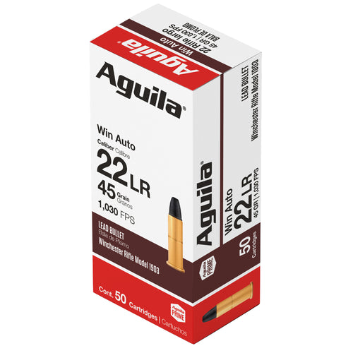 Aguila Ammunition 1B220504 45-Grain Solid Point 22 Winchester Automatic Rifle Ammo - 50 Rounds per Box