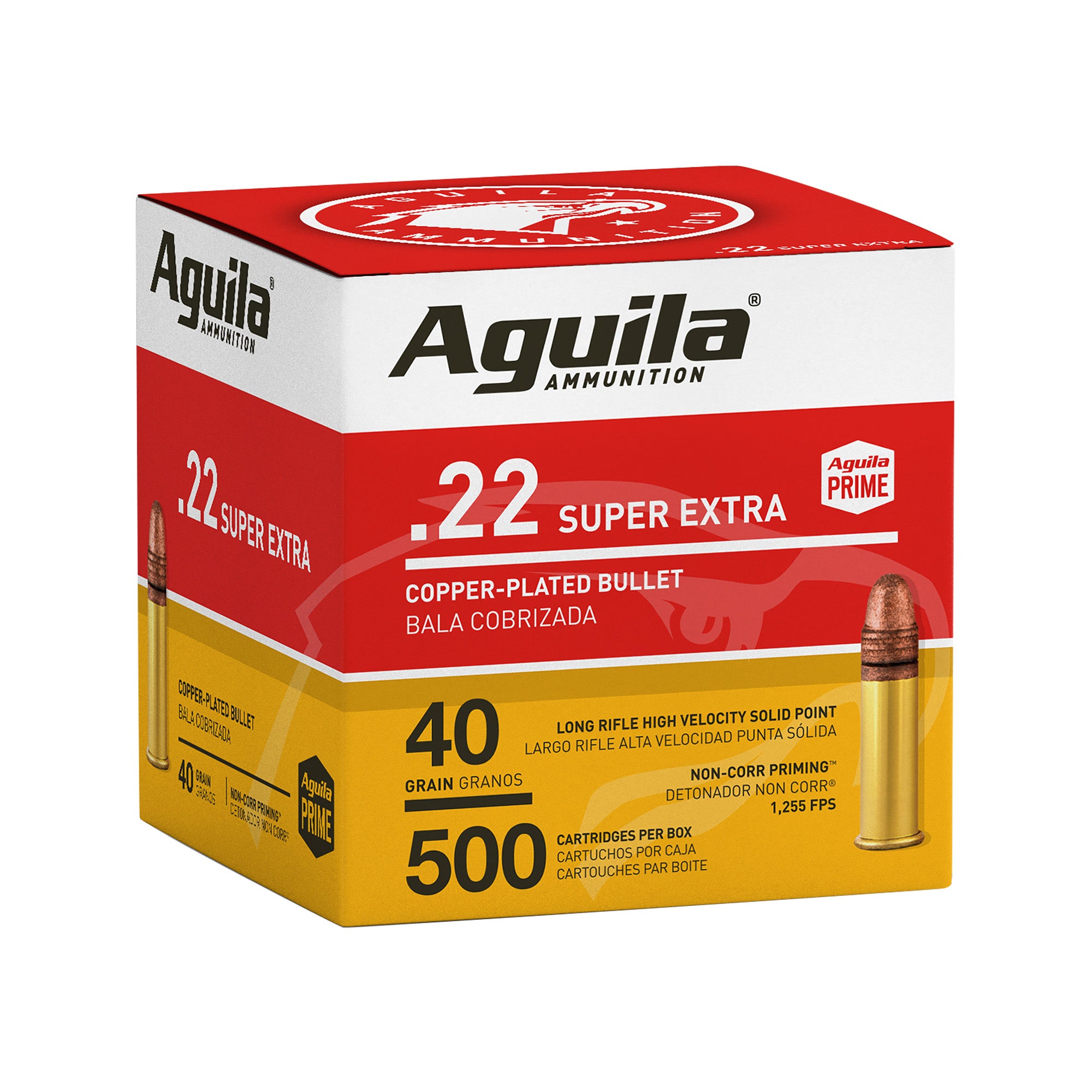 Aguila Ammunition 22LR Rimfire Solid Point 40 Grain High-Velocity Ammunition, 500 Rounds per Box