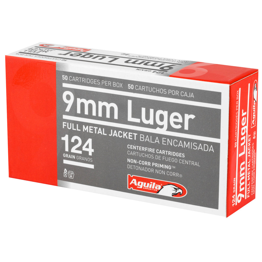 Aguila Ammunition 9mm 124 Grain FMJ Pistol Rounds – 50/Box, 1000/Case