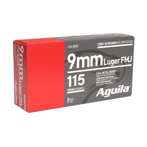 Aguila Ammunition 9mm 115-Grain FMJ Pistol Cartridges – Pack of 50