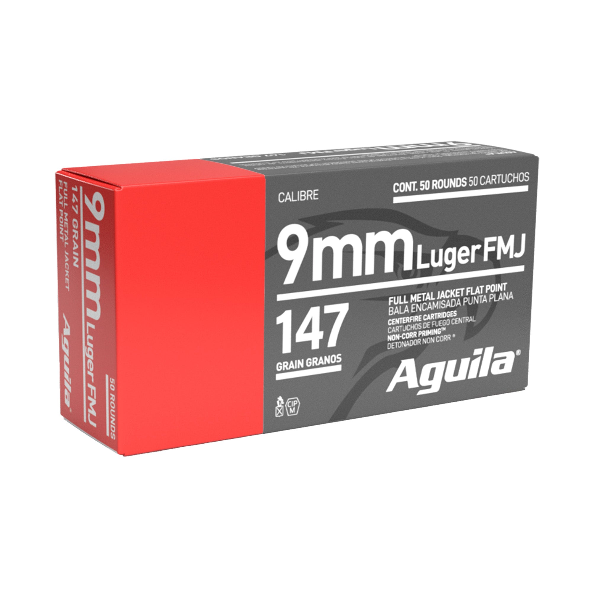 Aguila Ammunition 9mm 147 Grain Full Metal Jacket Pistol Rounds - 50 Rounds per Box