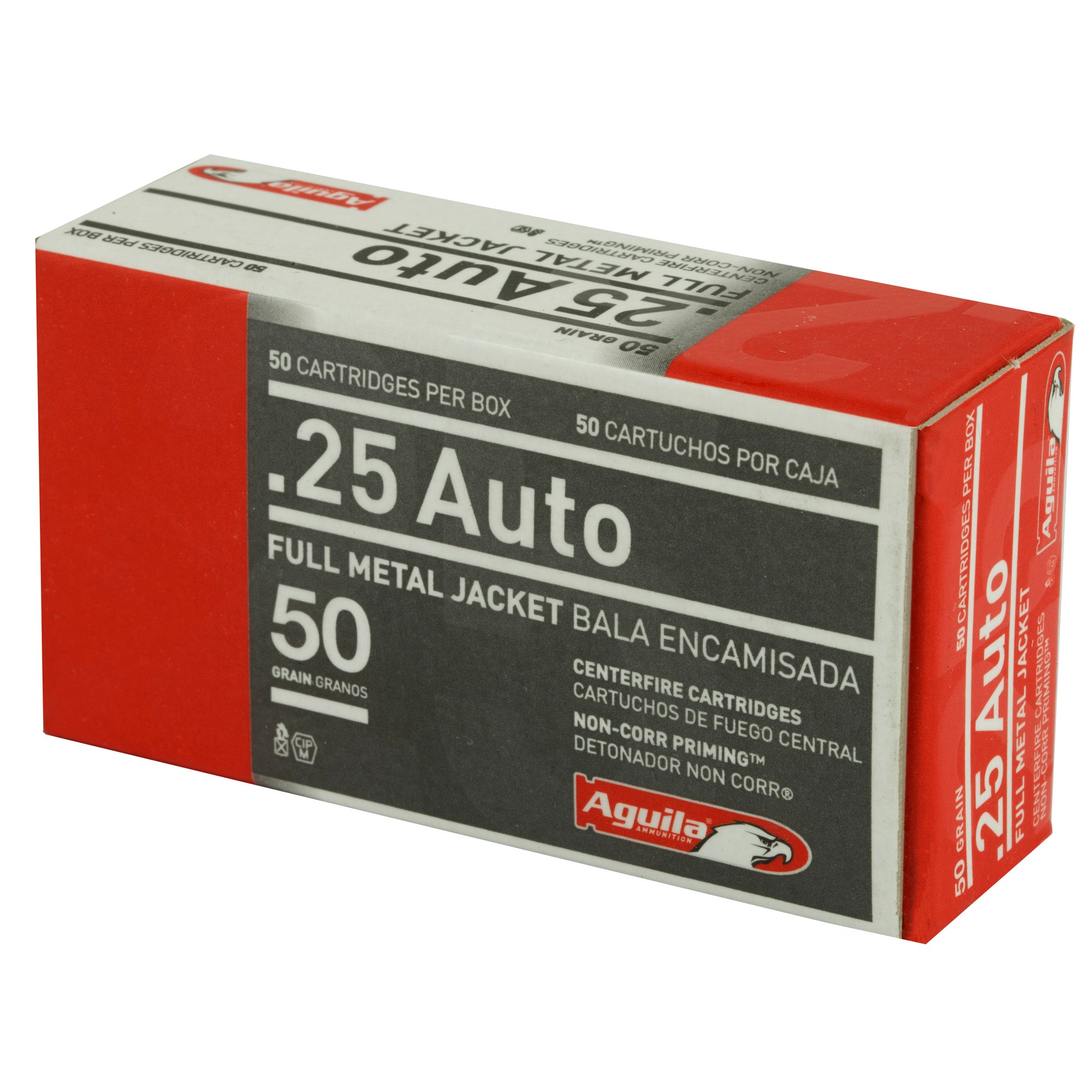 Aguila Ammunition 25 ACP 50-Grain Full Metal Jacket Pistol Ammo, 50 Rounds per Box