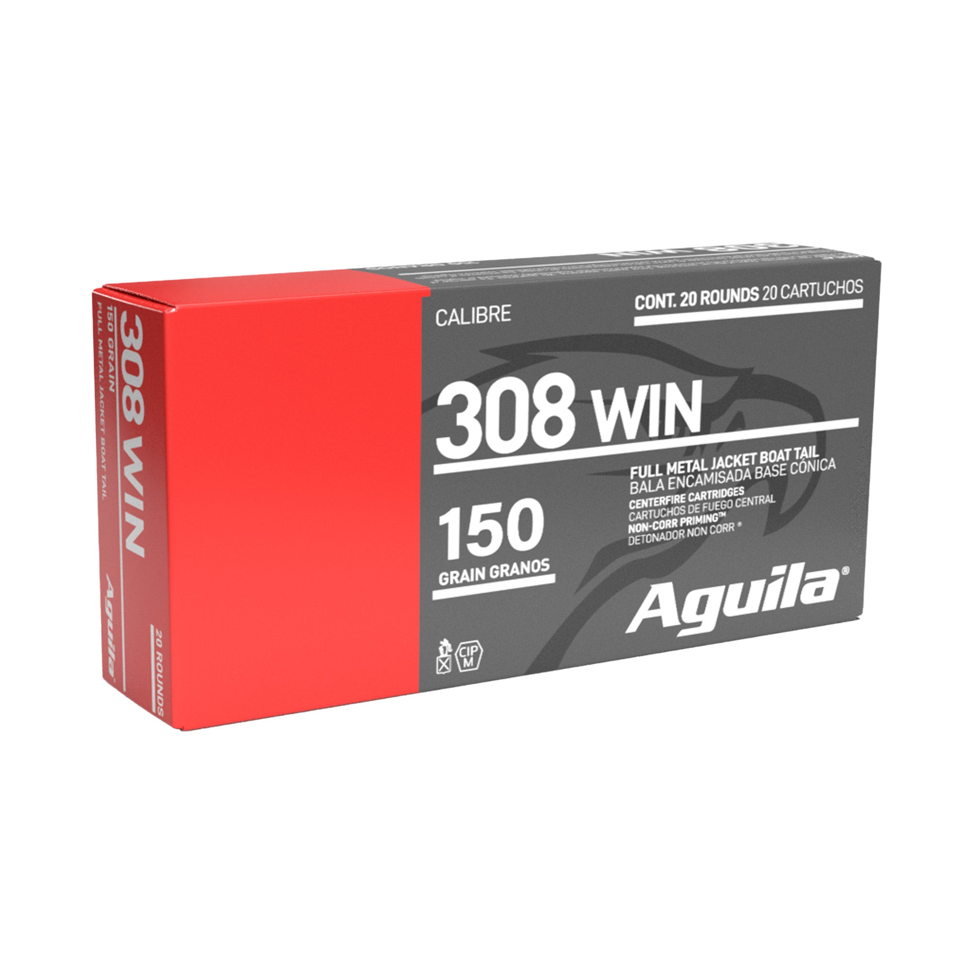 Aguila Ammunition 1E308110 308 Winchester 150 Grain FMJ Boat Tail Rifle Ammunition - Box of 20