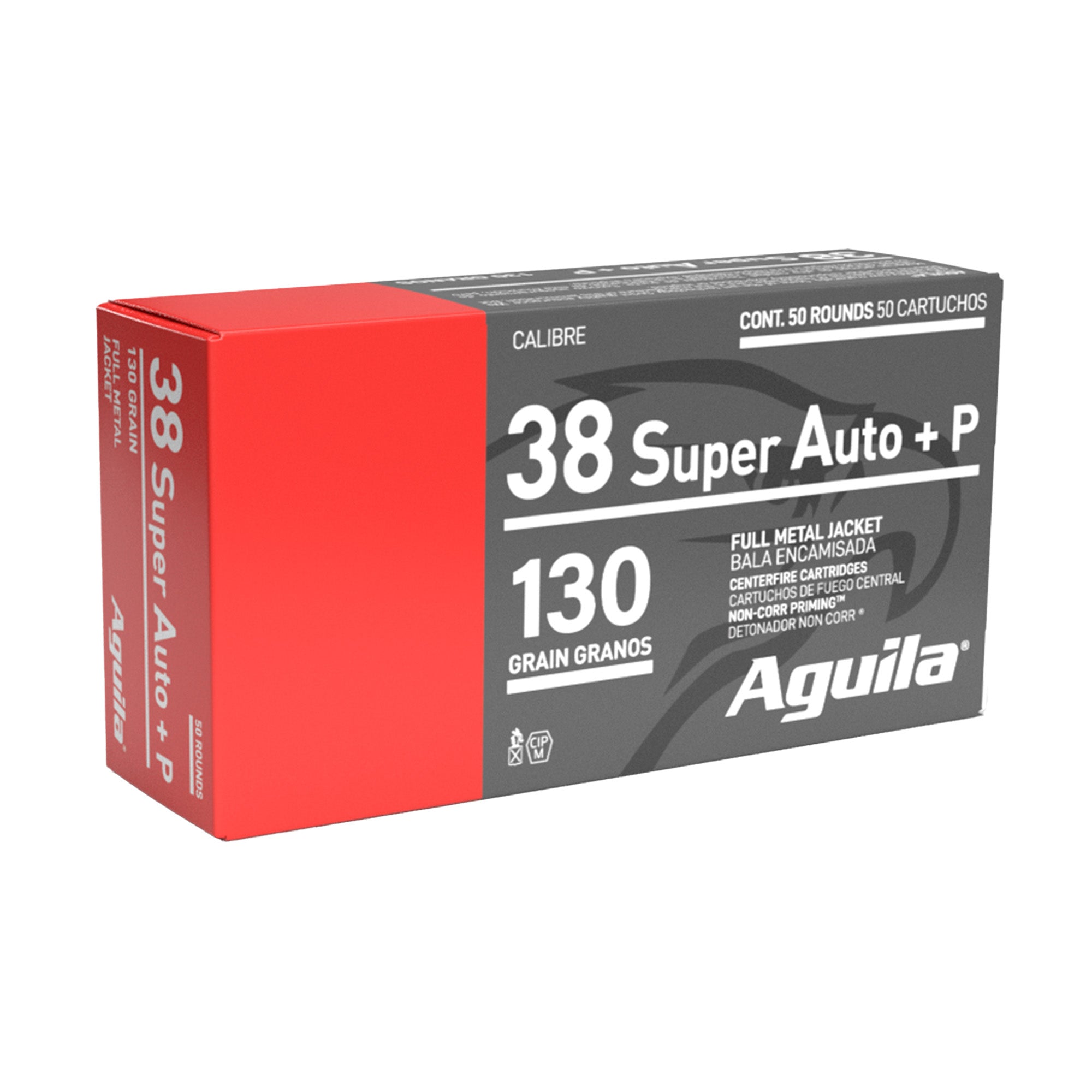 Aguila Ammunition 38 Super +P 130-Grain Full Metal Jacket Pistol Rounds (50/1000)