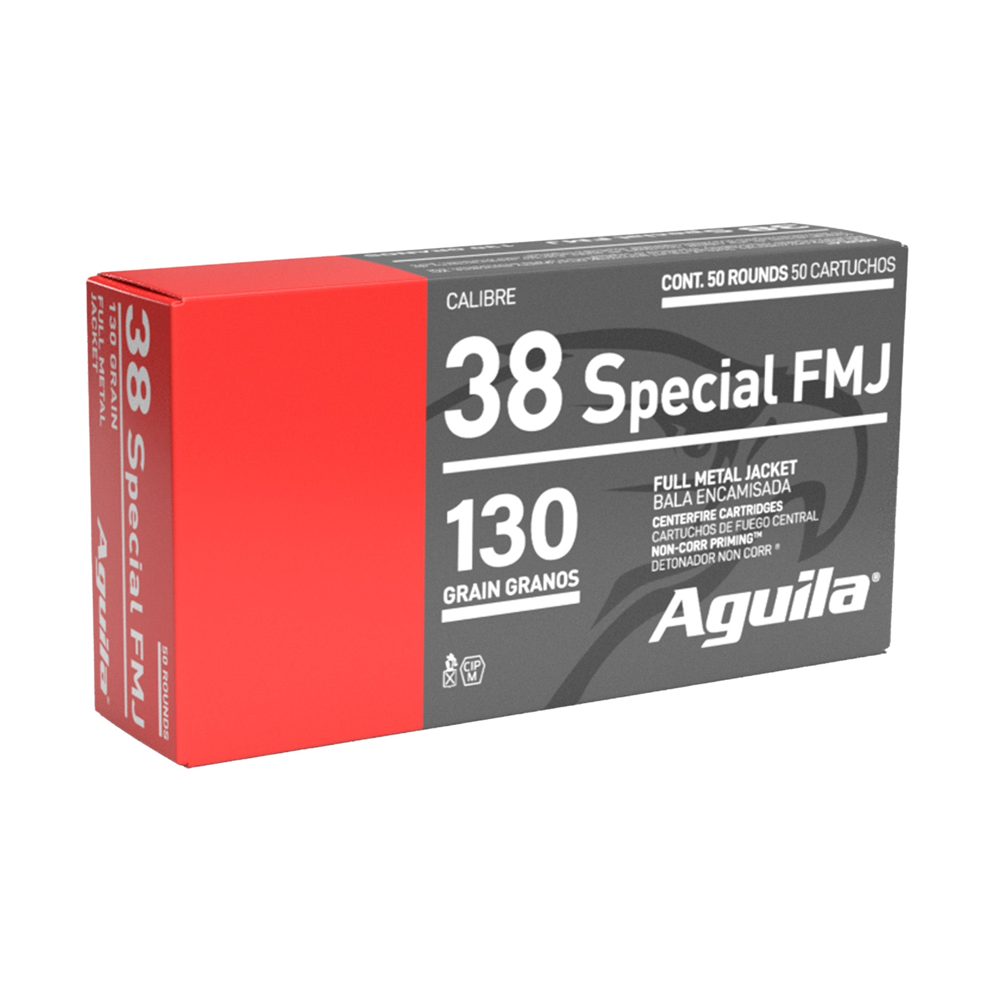 Aguila Ammunition 38 Special Full Metal Jacket Pistol Rounds, 130 Grain, 50 Rounds per Box
