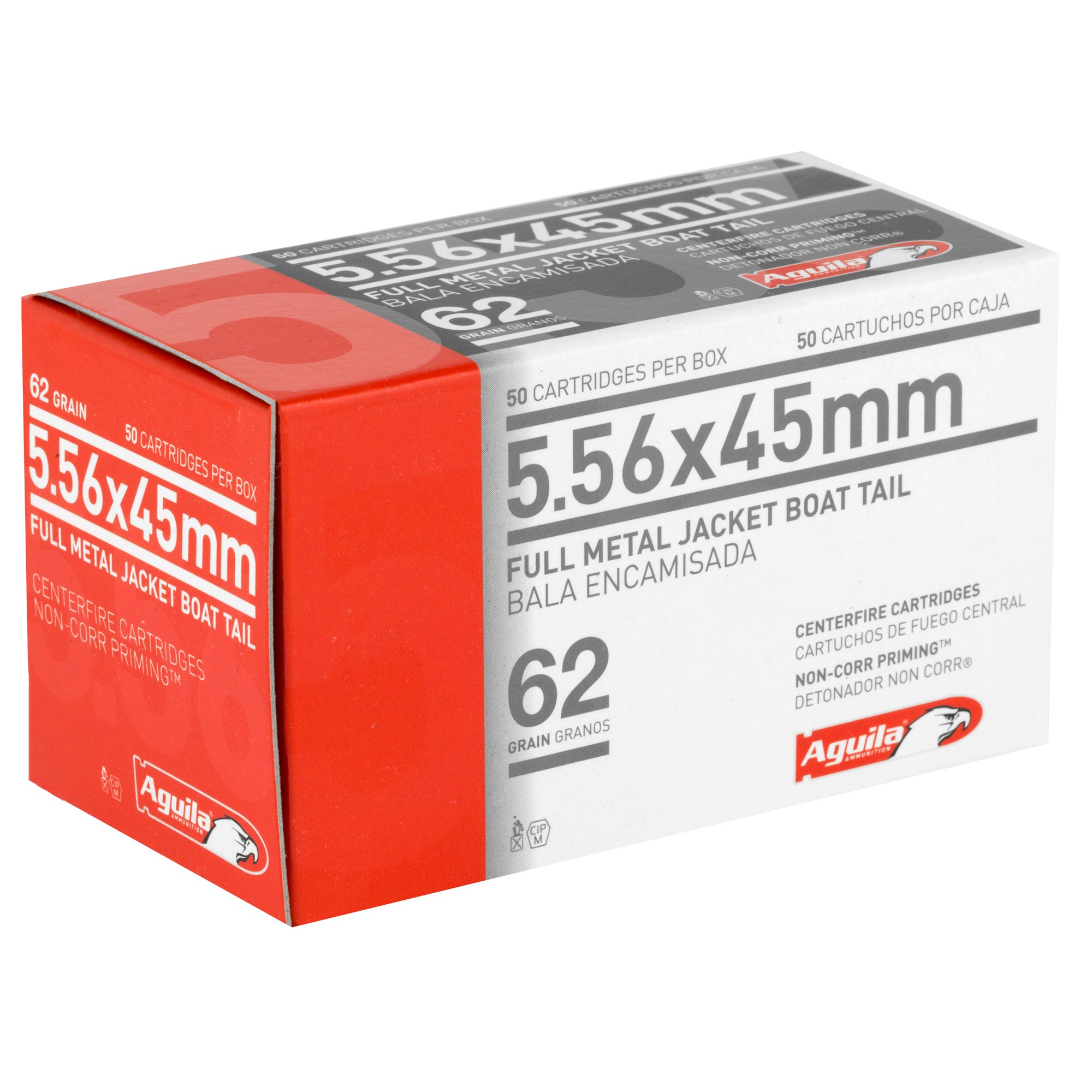 Aguila Ammunition 1E556110 5.56 NATO 62 Grain Full Metal Jacket Boat Tail Rifle Ammo - 50 Rounds per Box