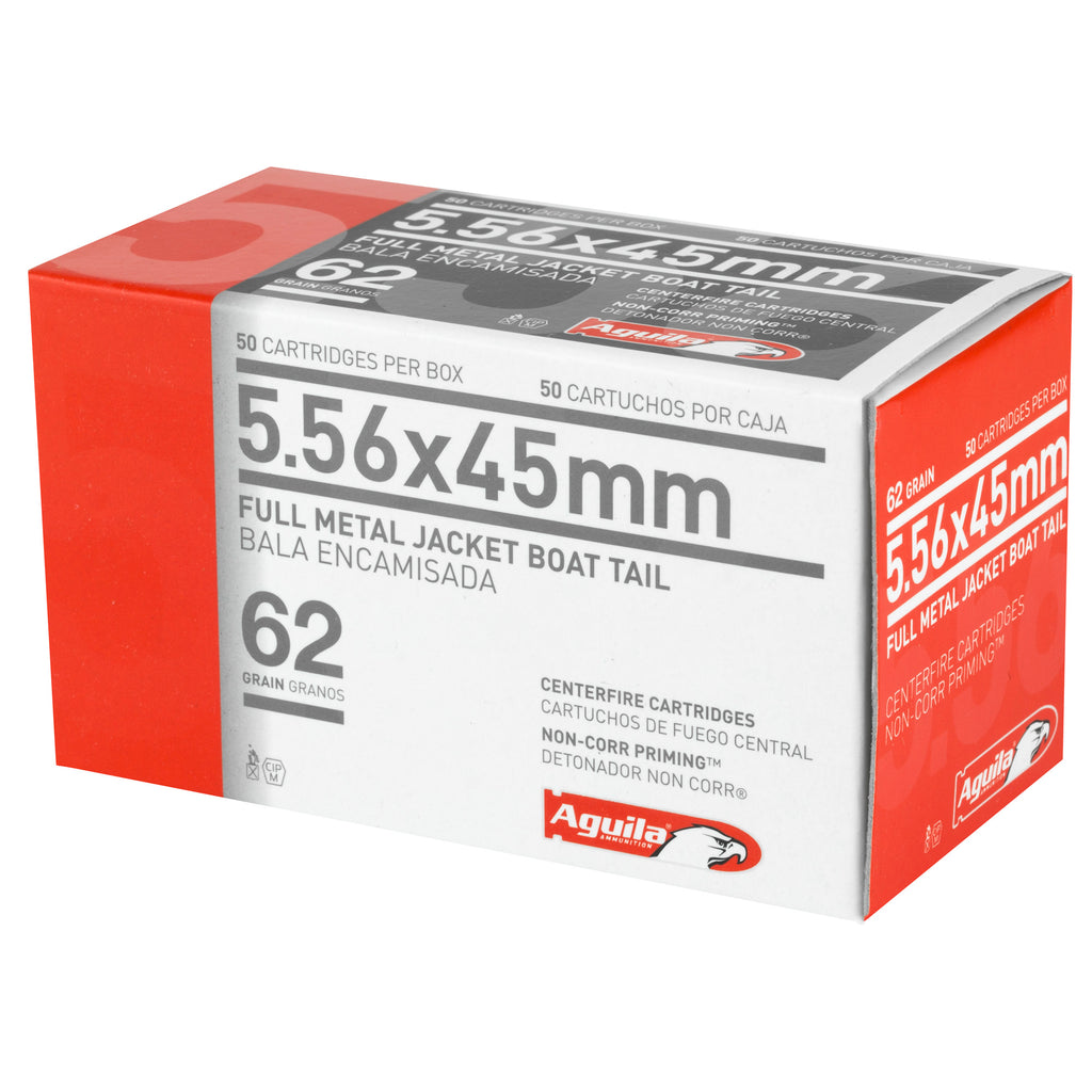 Aguila Ammunition 1E556110 5.56 NATO 62 Grain Full Metal Jacket Boat Tail Rifle Ammo - 50 Rounds per Box