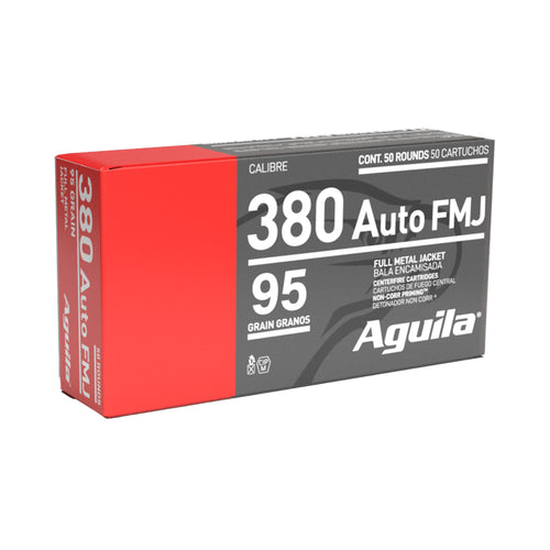 Aguila Ammunition 380 ACP 95-Grain FMJ Pistol Rounds - Reliable Target Shooting Ammo