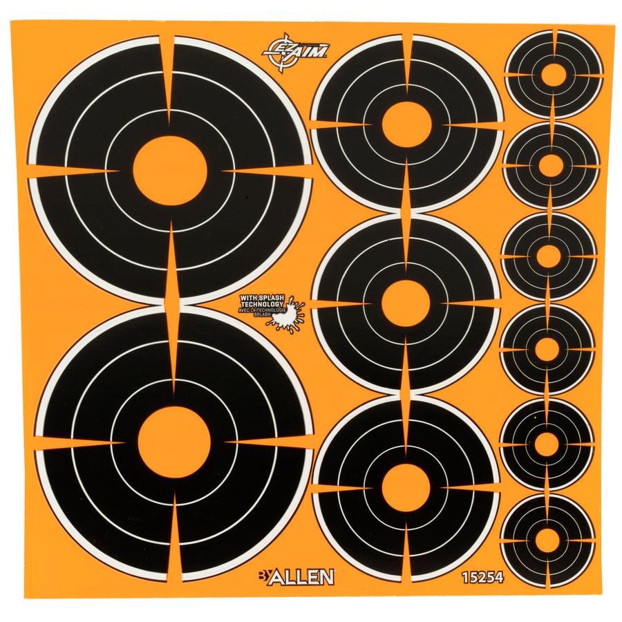 Allen Company EZ Aim Adhesive Splash Reactive Paper Bullseye Targets - Variety Pack (Sizes 1, 2, 3 inches)