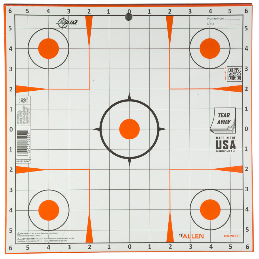Allen Company EZ Aim Adhesive Paper Target 12x12 Inches, 100-Pack
