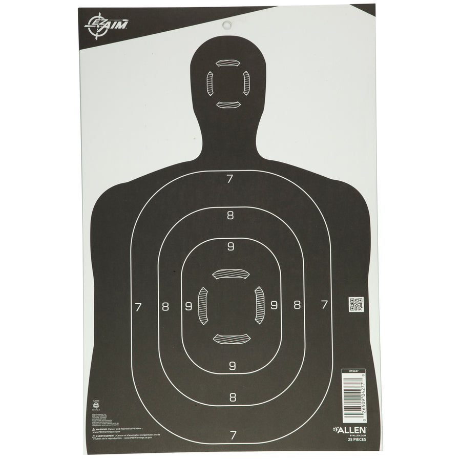 Allen Company EZ Aim Silhouette Paper Targets 12x18 Inches, Pack of 25