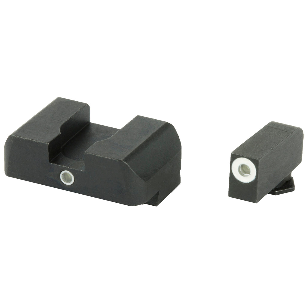 AmeriGlo I-Dot Tritium Green Front and Rear Sight Set for Glock 17/19/22 with White Outline