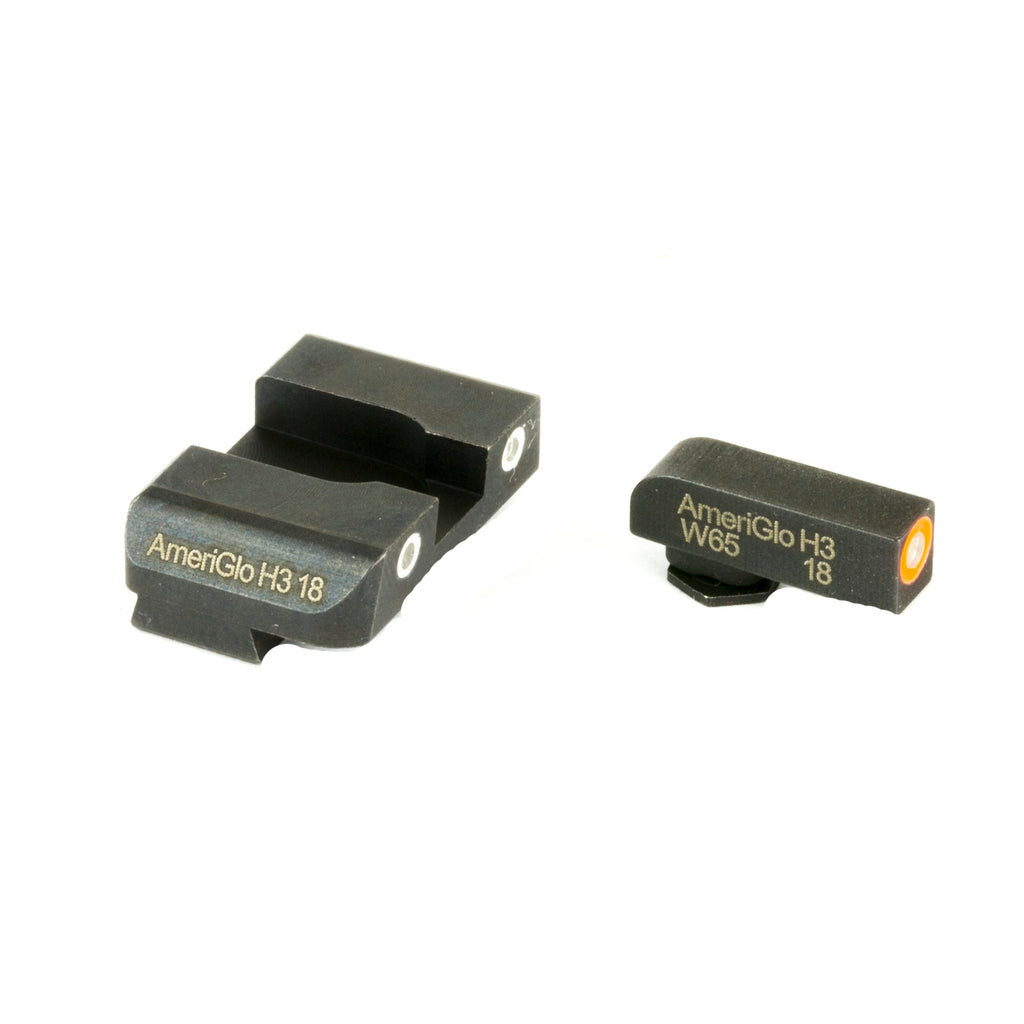 AmeriGlo Pro-Glo Green and Orange Tritium Sight Set for Glock 17/19