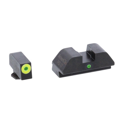 Ameriglo I-Dot, Sight, Fits Glock 42 And 43, Green Tritium Lime Green Lumilime Outline Front With Green Rear