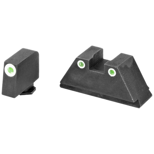 Ameriglo Optic Compatible Night Sight Set, 3 Dot Sights, Fits All Glocks, Green With White Outline, Front And Rear