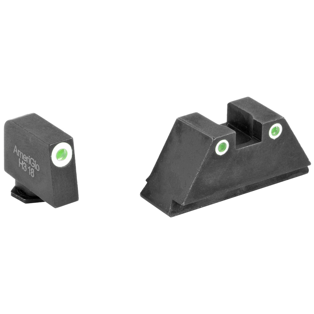 AmeriGlo Tall Suppressor Sight Set for Glock MOS with Tritium and Green White Outline