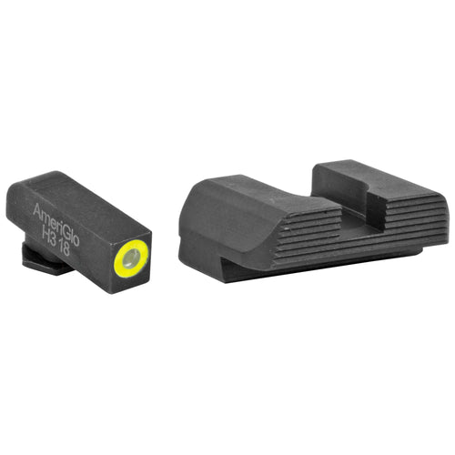 Ameriglo Protector, Sight, Fits Glock 42 And 43, Green Tritium Lumilime Round Outline Front, Black Serrated Rear