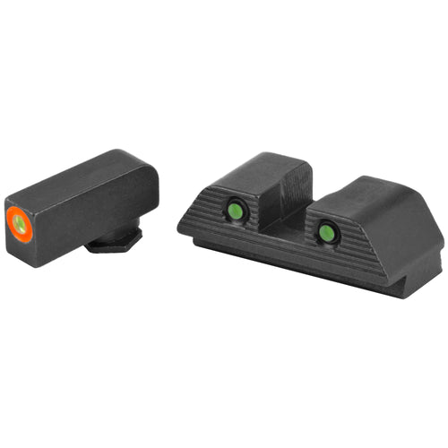 Ameriglo Trooper, Sight, Fits Gen 5 Glock 9MM/.40, Green Tritium With Orange Outline Front, Green Tritium Black