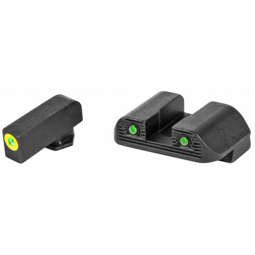 Ameriglo Trooper, Sight, Fits Glock 42 Round Box/43X, Green Tritium Lumilime Outline Front, Green Tritium Black