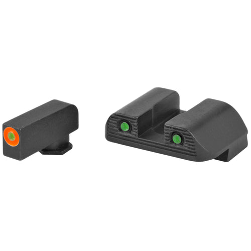 Ameriglo Trooper, Sight, Fits Glock 42 And 43, Green Tritium With Orange Outline Front, Green Tritium Black
