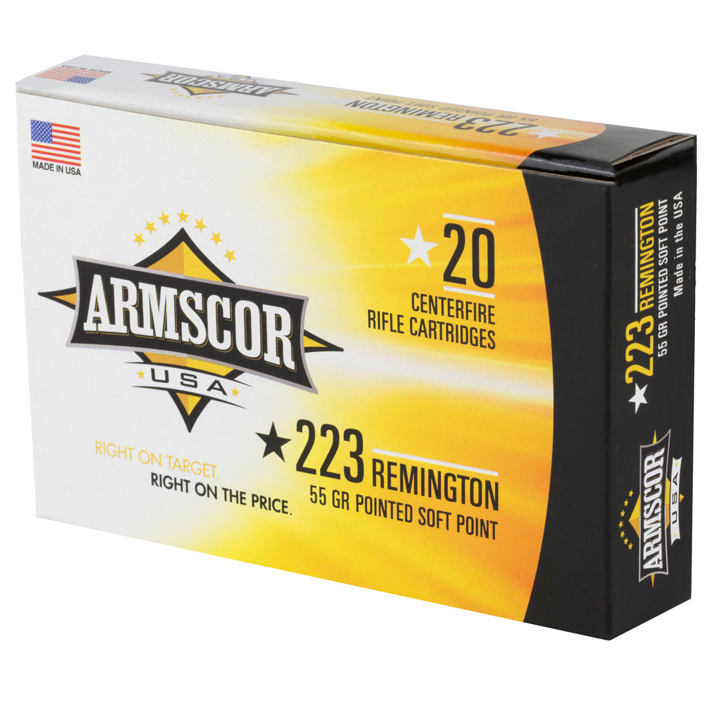 Armscor 223 Remington 55-Grain Pointed Soft Point Ammunition - 20 Rounds Per Box, 1000 Rounds Case